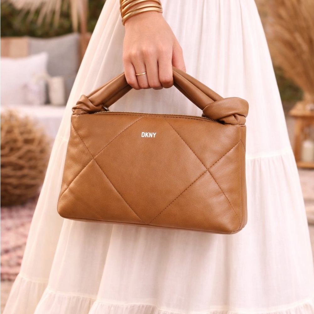 DKNY QUILTED SMALL KNOT
MODERNIST BAG CAMEL - Picture 12 of 12